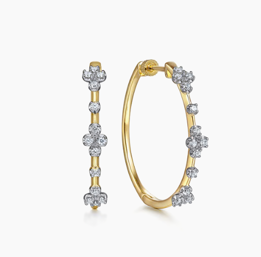 14K Yellow Gold Diamond Classic Hoop Earrings 30mm by Gabriel &amp; Co.