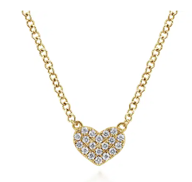 14K YELLOW GOLD PAVE DIAMOND HEART NECKLACE by Gabriel &amp; Co.