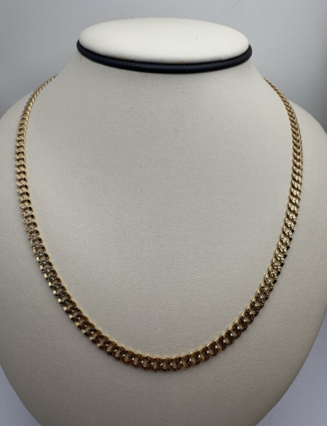 14k Yellow Gold Diamond Cut Curb Link Chain 18 Inch 4.7mm