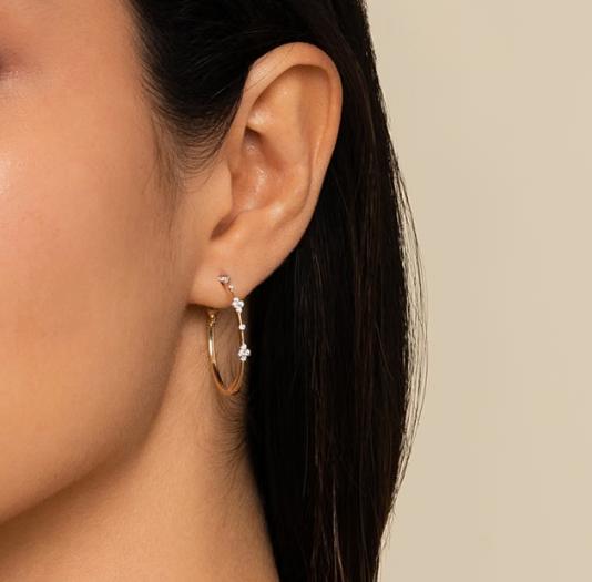 14K Yellow Gold Diamond Classic Hoop Earrings 30mm by Gabriel &amp; Co.