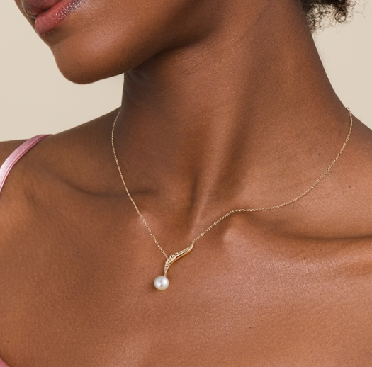 14K Yellow Gold Graduating Bujukan Pearl Y Necklace by Gabriel &amp; Co.