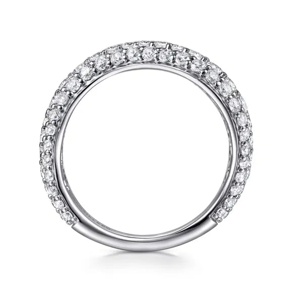 Soraya - 14K White Gold Diamond Wave Stackable Ring