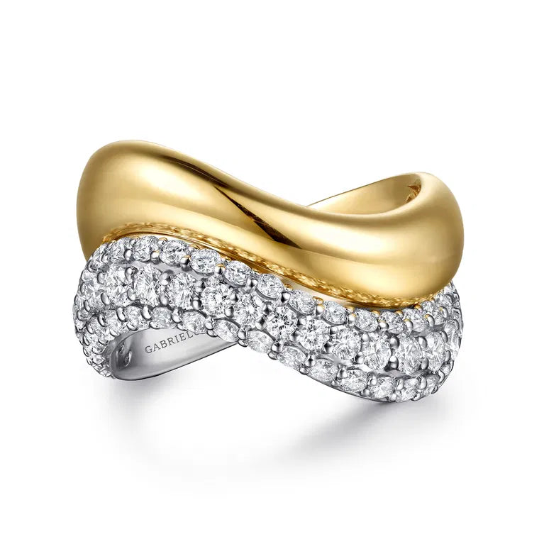 Soraya - 14K White Gold Diamond Wave Stackable Ring