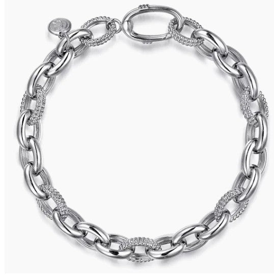 925 Sterling Silver Bujukan Link Chain Tennis Bracelet