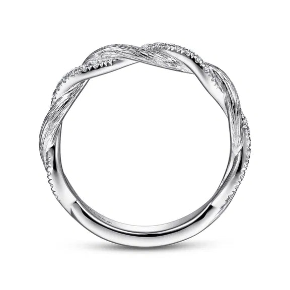 Twisted-14K White Gold Diamond Anniversary Band - 0.15 ct