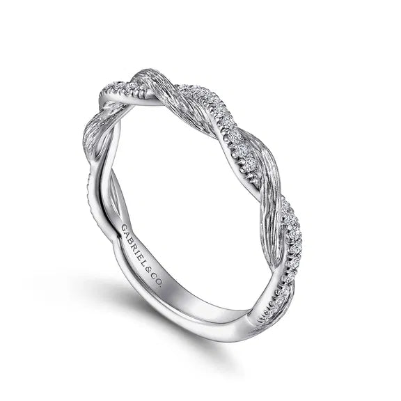 Twisted-14K White Gold Diamond Anniversary Band - 0.15 ct