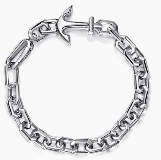 925 Sterling Silver Chain and Anchor Bracelet