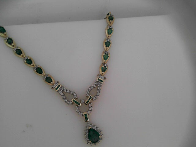 14k necklace, colored stones, & diamond