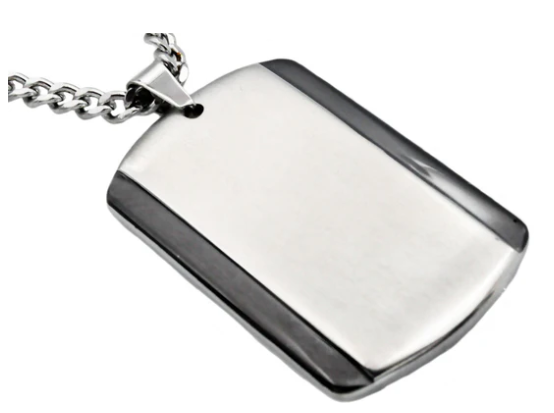 Men's Black Plated Stainless Steel Dog Tag Pendant