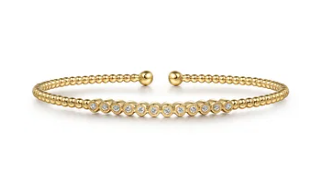 14K Yellow Gold Bujukan Bead Diamond Bangle .15ctw