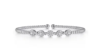 14K White  Gold Diamond Bangle