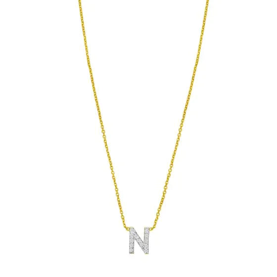 14K Mini Diamond N Initial