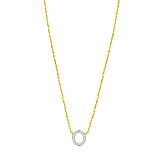 14K Mini Diamond O Initial