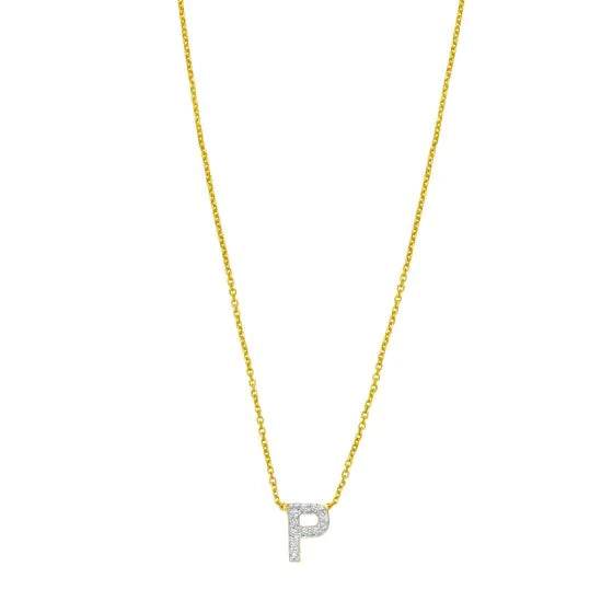 14K Mini Diamond P Initial