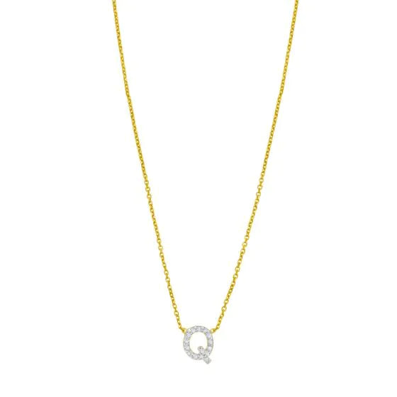14K Mini Diamond Q Initial