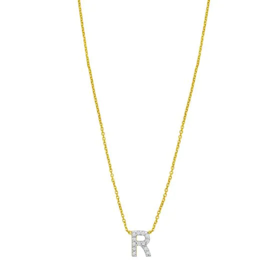 14K Mini Diamond R Initial