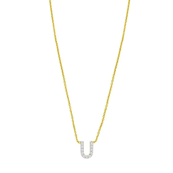 14K Mini Diamond U Initial