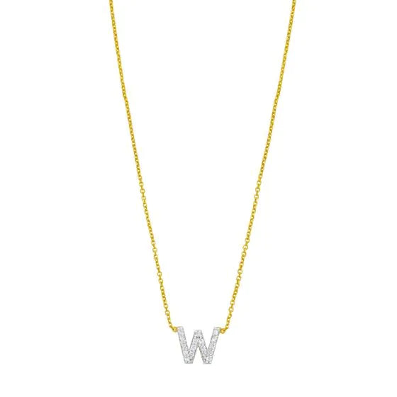14K Mini Diamond W Initial