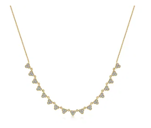 18 inch 14K Yellow Gold Scalloped Diamond Choker Necklace