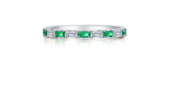 Baguette Half-Eternity Band simulated Emeralds by Lafonn