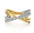 14K White and Yellow Gold Diamond Criss Cross Ladies Ring