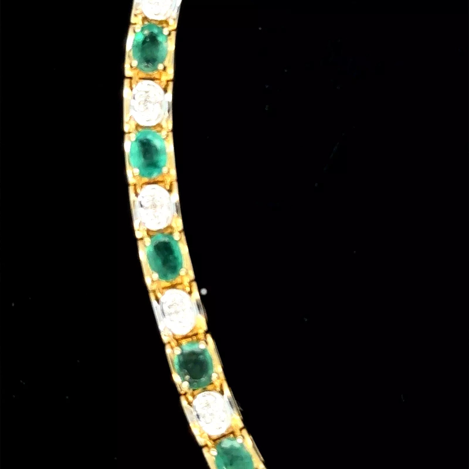 Vintage Estate 14k Yellow Gold Women’s Emerald And Diamond Necklace .43 ctw