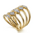 14K Yellow Gold Geometric Station Diamond Pave Statement Ring