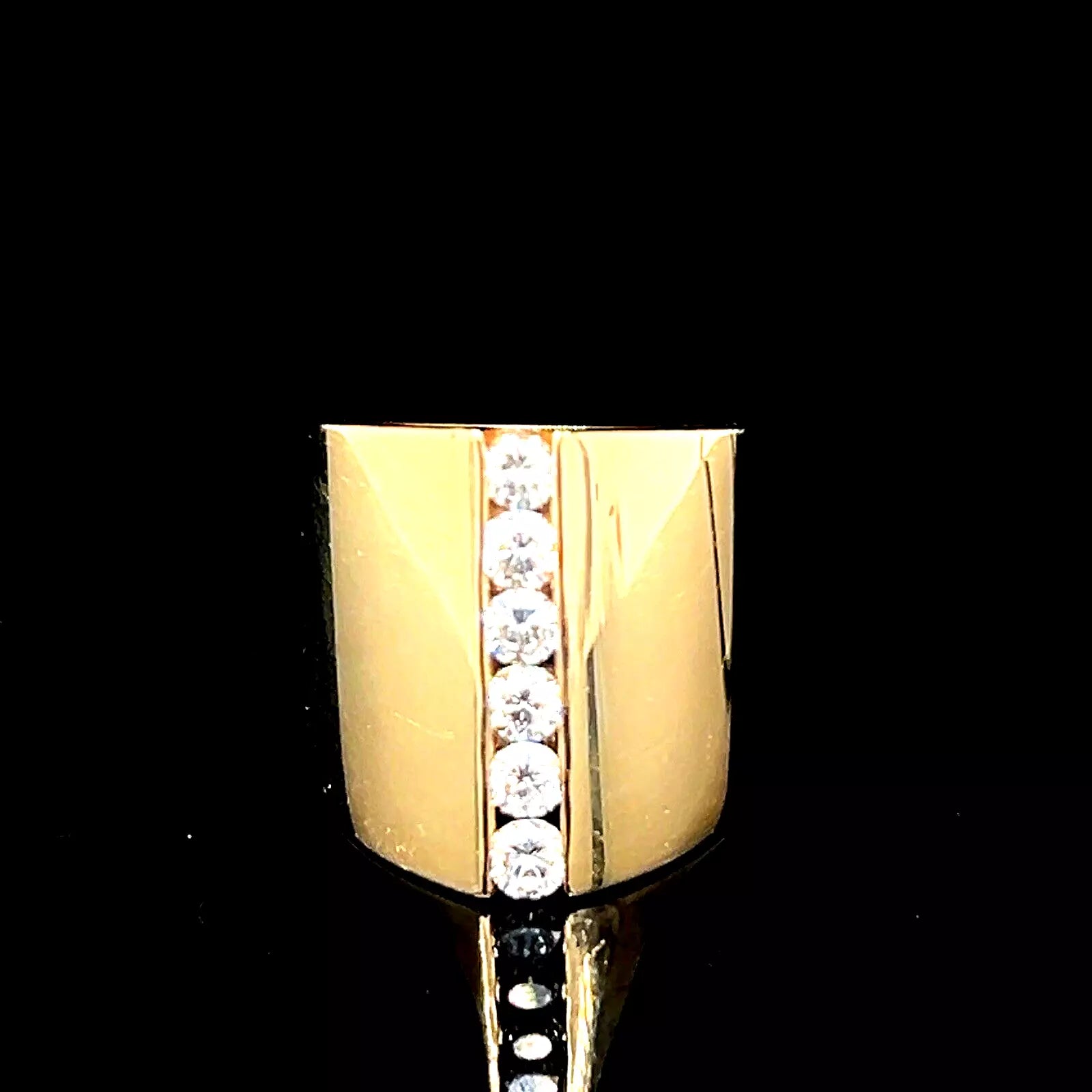 Vintage Estate Sonia Bitton 14k Yellow Gold Wide Width Diamond Ring .75 ct