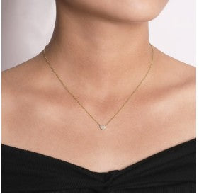 14K YELLOW GOLD PAVE DIAMOND HEART NECKLACE by Gabriel & Co.