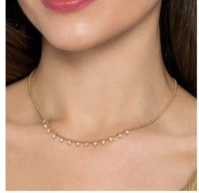 14K Yellow Gold Diamond Drop Bujukan Necklace by Gabriel &amp; Co