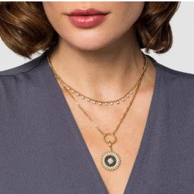 14K Yellow Gold Diamond Drop Bujukan Necklace by Gabriel &amp; Co
