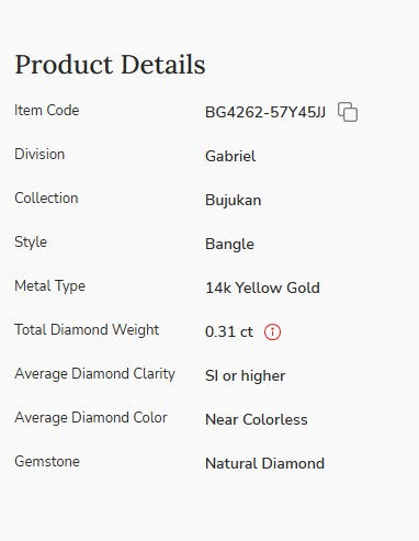 14K Yellow Gold Bujukan Diamond Bar Split Bangle