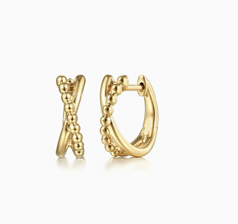 14K Yellow Gold Bujukan Twisted Huggie Earrings by Gabriel & Co.