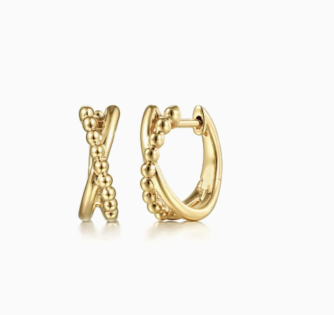 14K Yellow Gold Bujukan Twisted Huggie Earrings