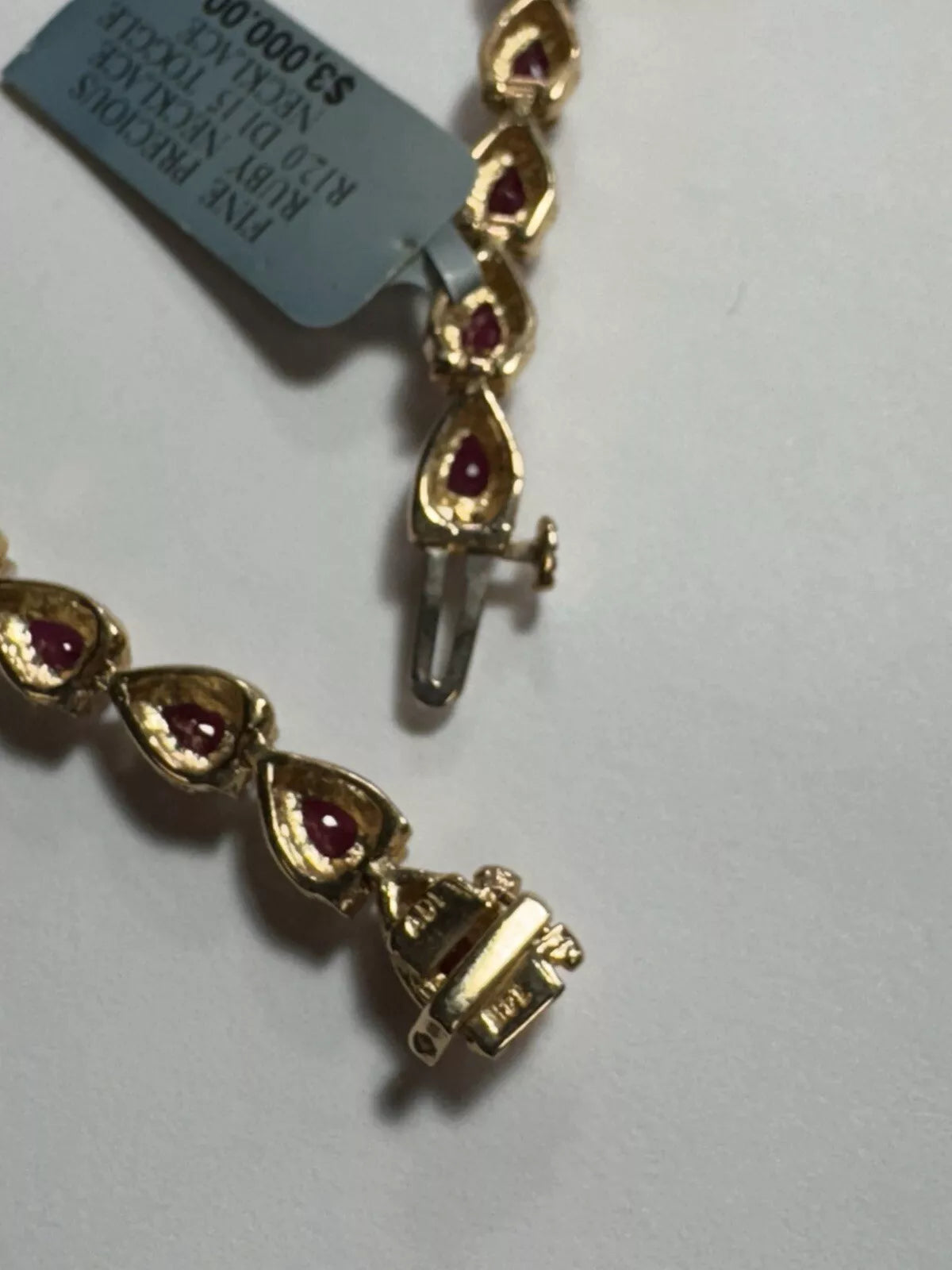 Vintage Estate 14k Yellow Gold Precious Ruby Diamond Toggle Necklace 1.15 ctw