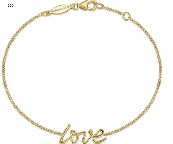 14K Yellow Gold LOVE Chain Bracelet