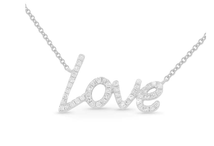 Madison K 14kt white gold and diamond love necklace