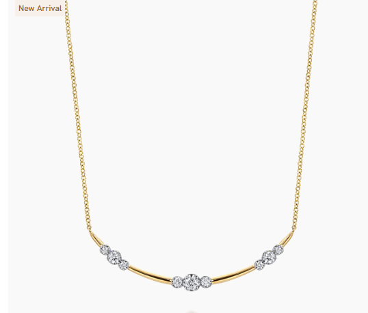 14K Yellow Gold Diamond Station Bar Necklace by Gabriel & Co