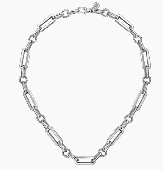 925 Sterling Silver Paper Clip Chain Necklace with Bujukan Connectors. (Copy)