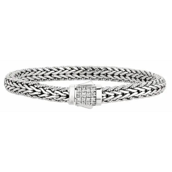 Diamond silver braided cheapest bracelet