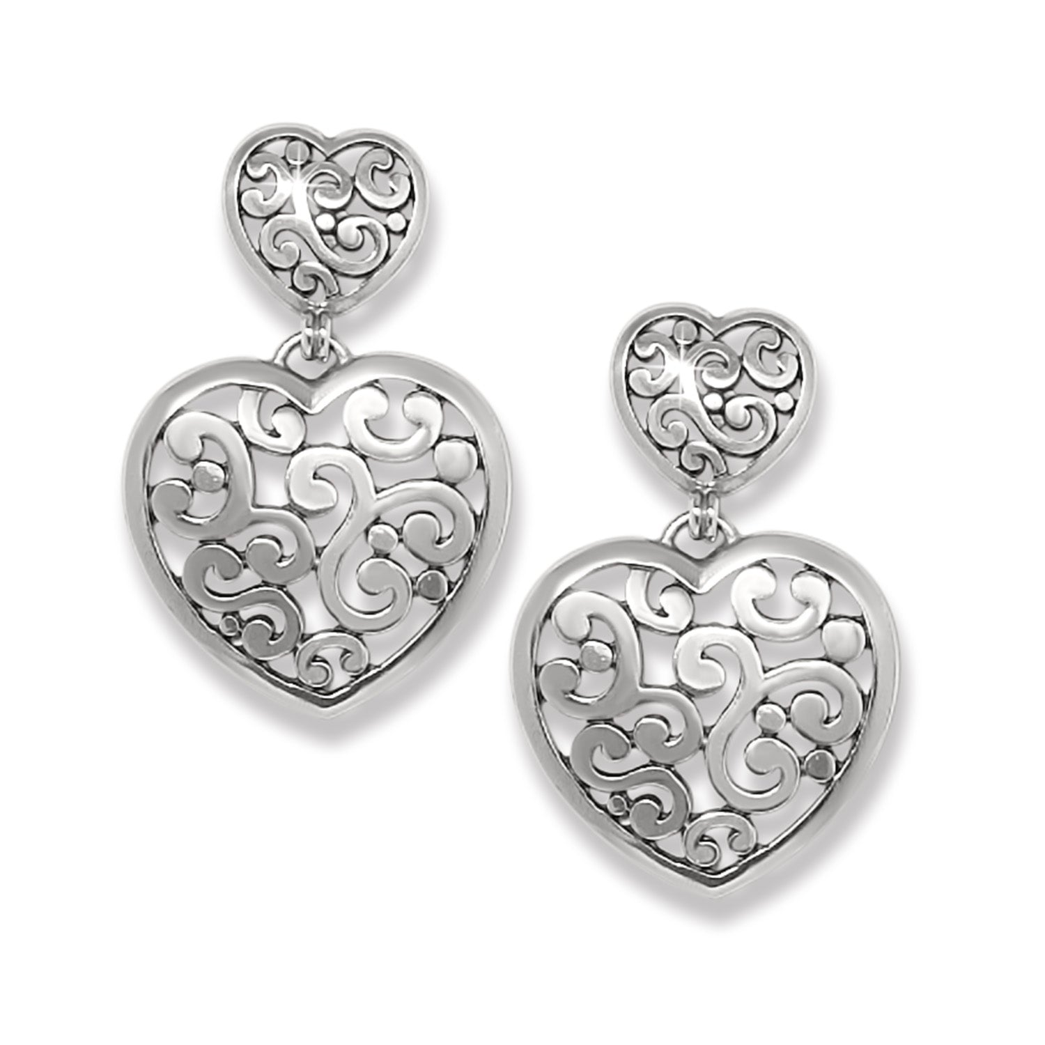 Contempo Heart Double Post Drop Earrings