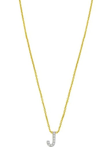 14K Mini Diamond J Initial