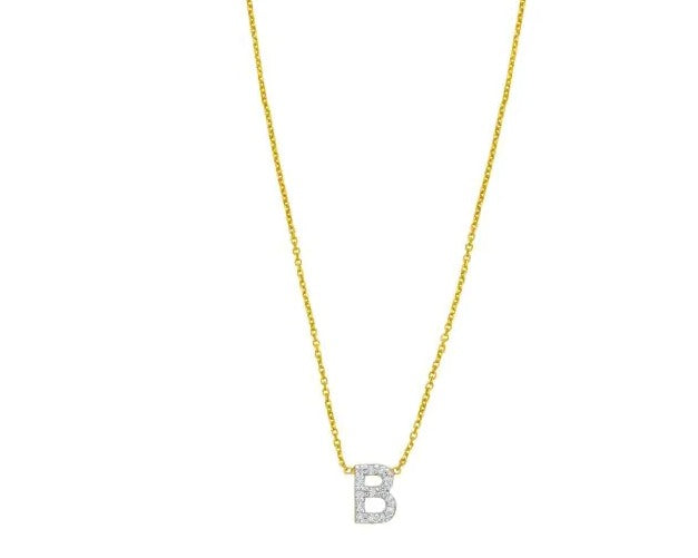 14K Mini Diamond B Initial