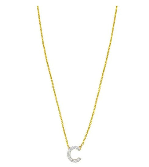 14K Mini Diamond C Initial