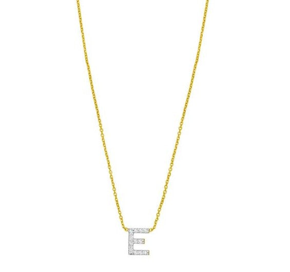 14K Mini Diamond E Initial