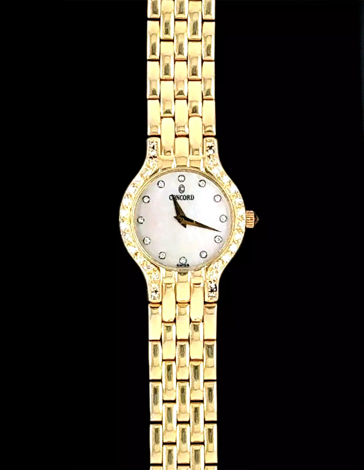 Ladies Concord Les Palais 14k Solid Yellow Gold Watch W/diamond Bezel &amp; MOP Dial