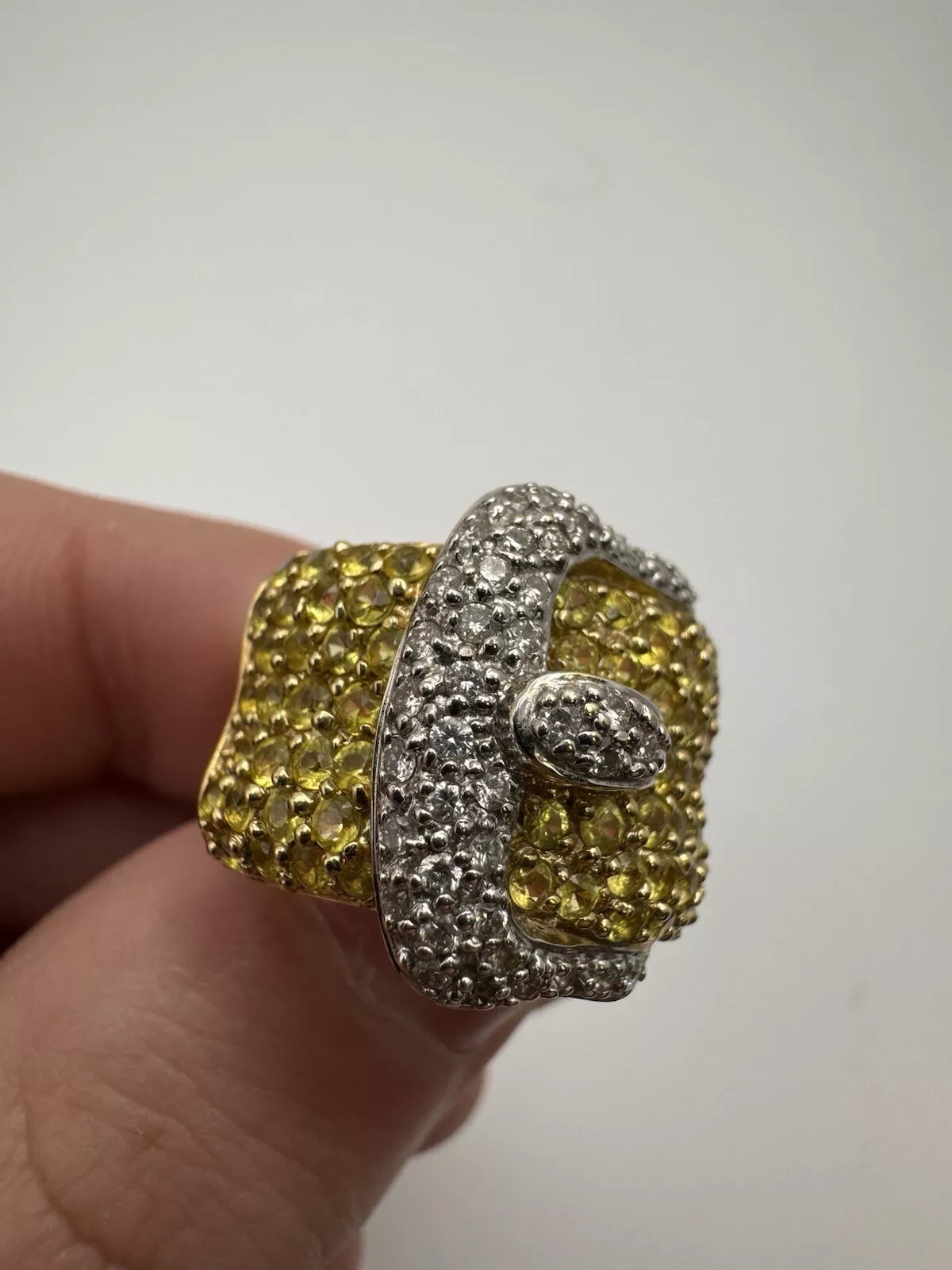 14k Yellow Gold Belt Ring With .40cts Yellow Sapphire And 2cts Diamonds Size 7
