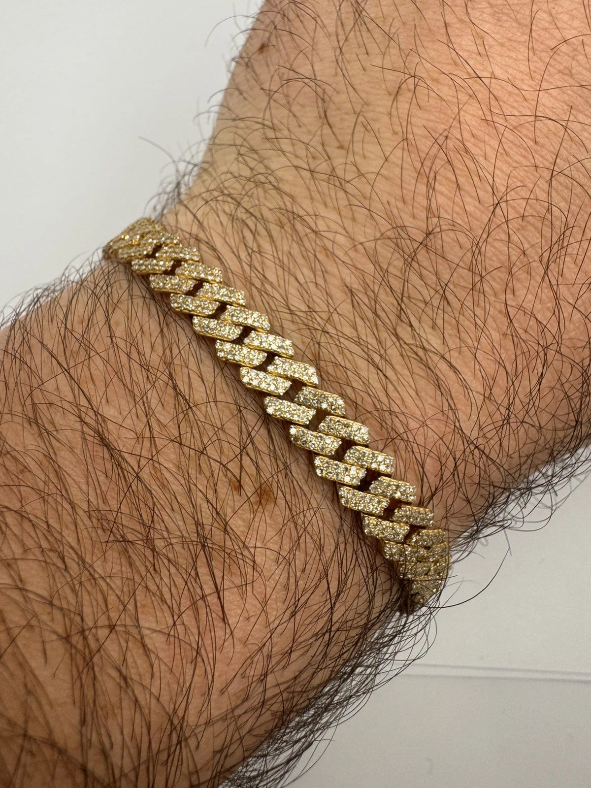 10k Yellow Gold Cuban Diamond Bracelet 7.5 Inches 15.5 grams 7mm