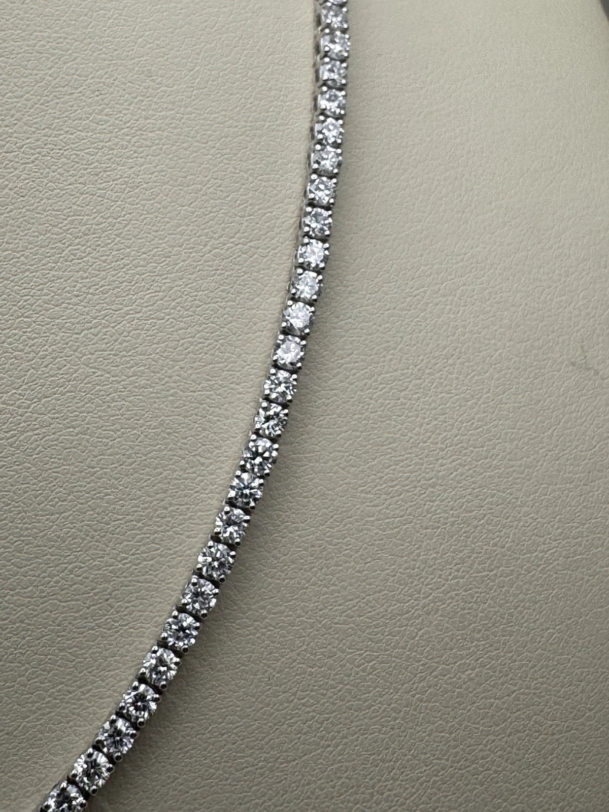 Sterling Silver 925 Lab Grown Diamond Tennis Eternity Necklace 10 Carat Diamonds