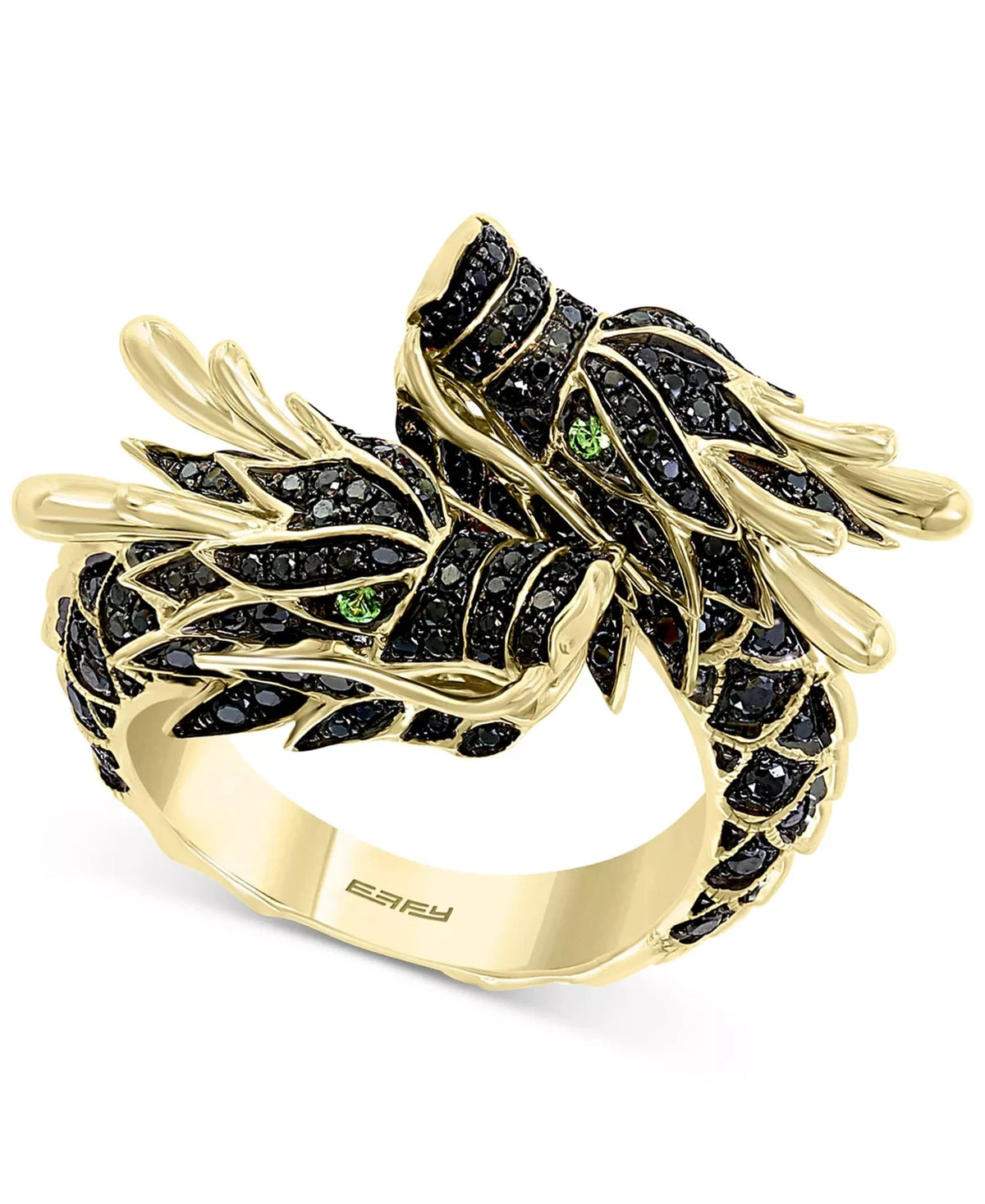 Effy Black Diamond &amp; Tsavorite Dragon Ring – 14K Yellow Gold – 0.86 CTW Size 8.5